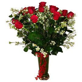 1 Dozen Arranged Long Stem Red Roses - Beverly Hills Flower Gallery