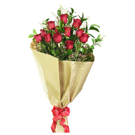 1 Dozen Wrapped Long Stem Red Roses - Beverly Hills Flower Gallery